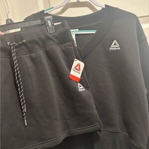 Reebok Black Pullover Sweatshirt and Drawstring Skirt Set